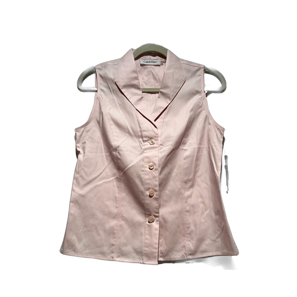 Calvin Klein | Women's Sleeveless Button-Down Shirt Pink | Size 4